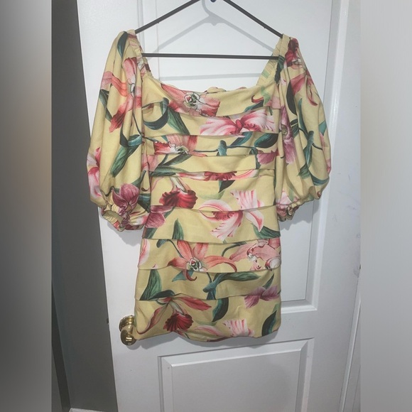 New! PatBO Laelia Flora Mini Puff Sleeve Dress 🌼🌼 size 10 - Picture 11 of 15